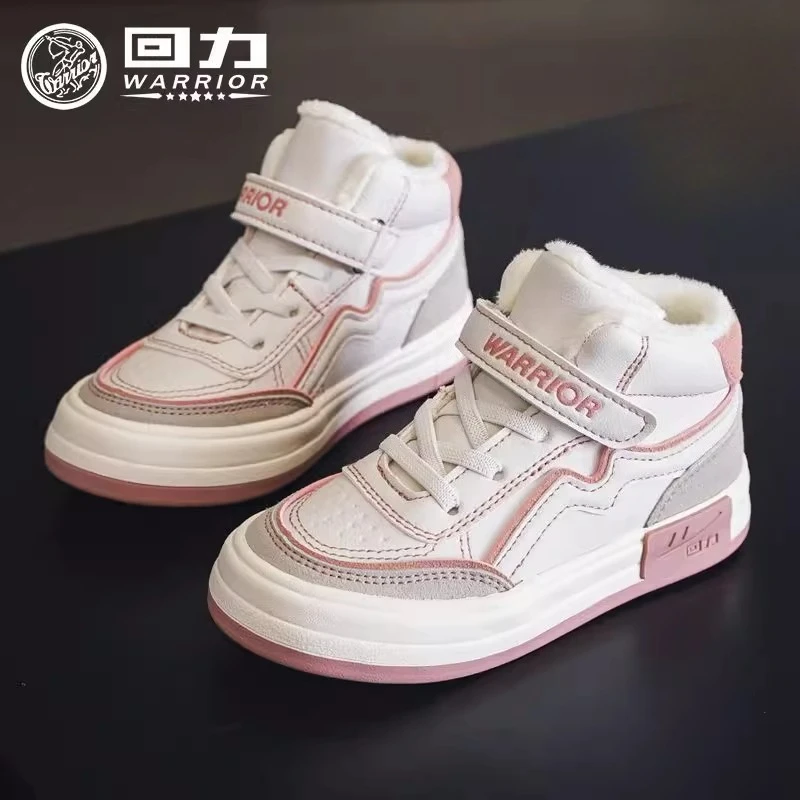 

Warrior Children Winter Casual Shoes 2025 New High Top Warm Plush Kids Cotton Shoes for Boys and Girls Sneakers