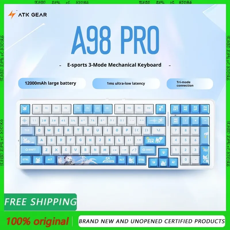 

ATK A98 pro Wireless Mechanical Keyboard BT 2.4G with 12000mAh Long Life Battery 5 Layer GASKET 1ms Low Latency for Office Use