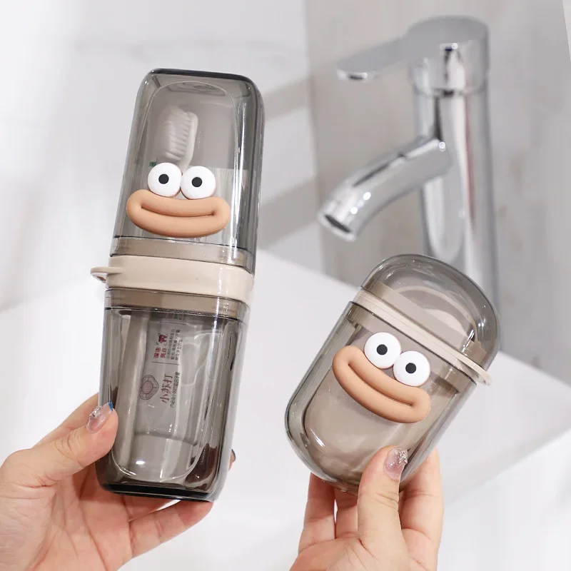 Cartoon Cute Mouthwash Cup Travel Soap Case Box Holder Portable Wash Cup Soap Dish Set Toothbrush Cup Toothpaste Drain Box