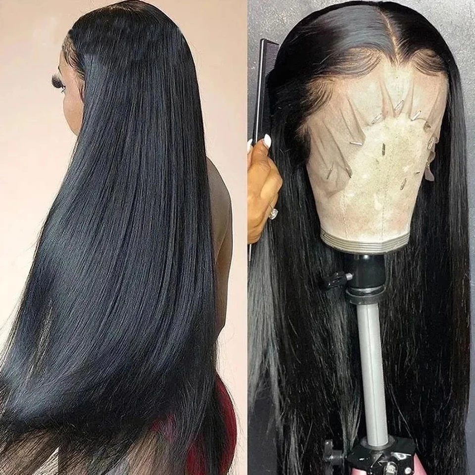 30 40 Inch Bone Straight Transparent 13x6 Lace Frontal Human Hair Wigs 250 Density Brazilian Remy 13x4 Lace Front Wig For Women