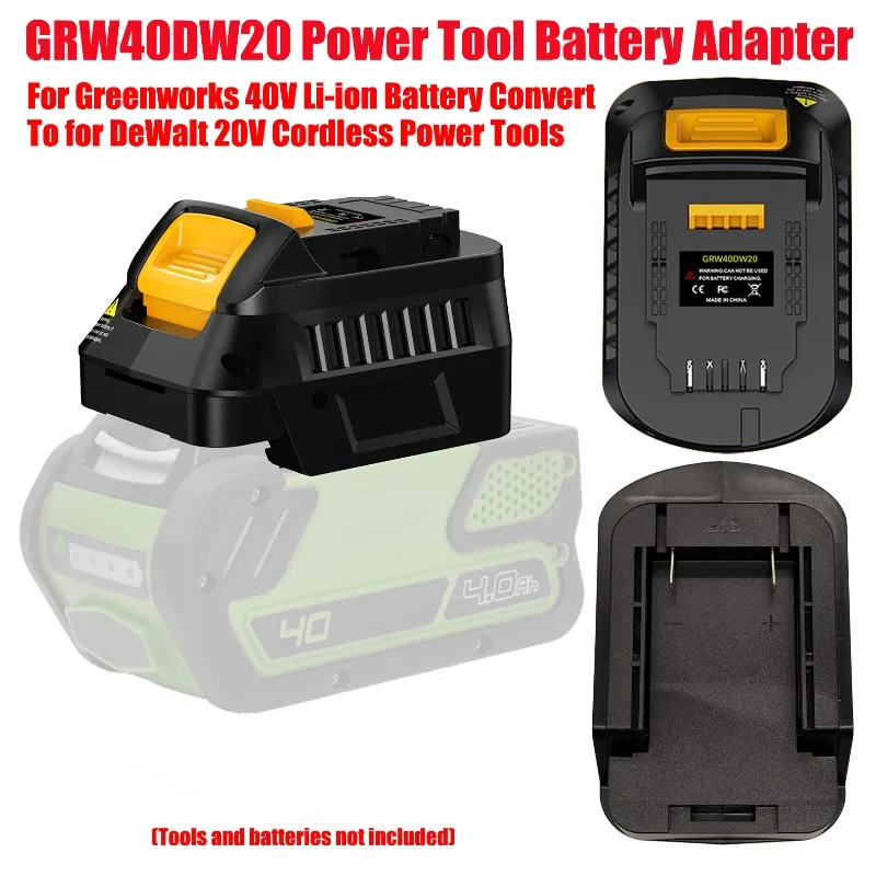 

HAKSINKY GRW40DW20 Power Tool Battery Adpter for Greenworks 40V Li-ion Battery Convert To for Dewalt 20V Cordless Power Tool Use