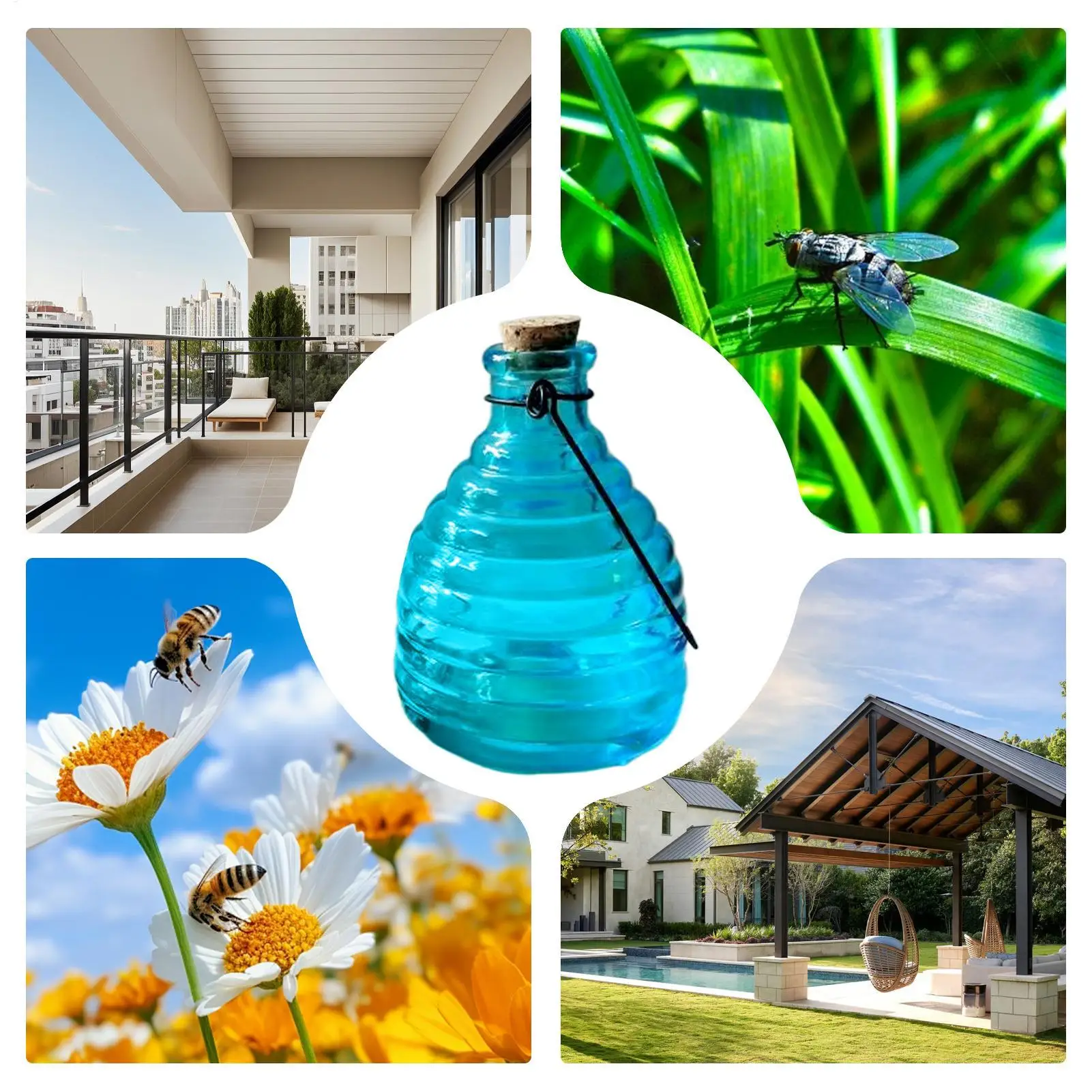 

Wasp Trap Glass Jar Glass Wasp Trap Small Hanging Honey Jar Outdoor Fly Catcher Reusable Catcher for Outdoor Garden Home Farm