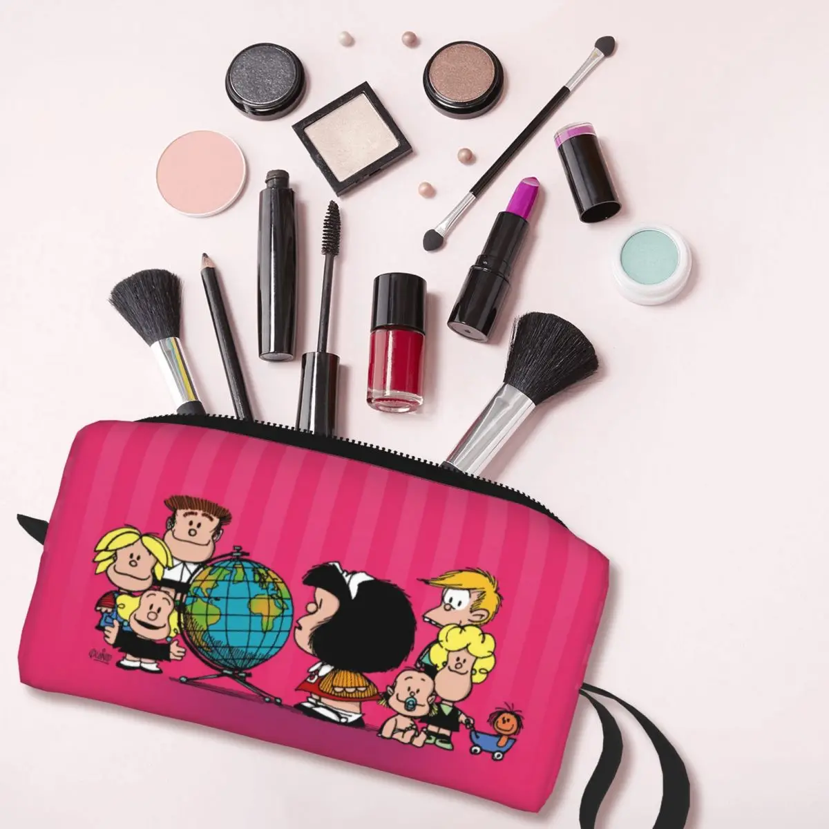 Custom Mafalda Friends Makeup Bag Women Travel Cosmetic Organizer Quino Comic Cartoon Storage Toiletry Bags Dopp Kit Box Case