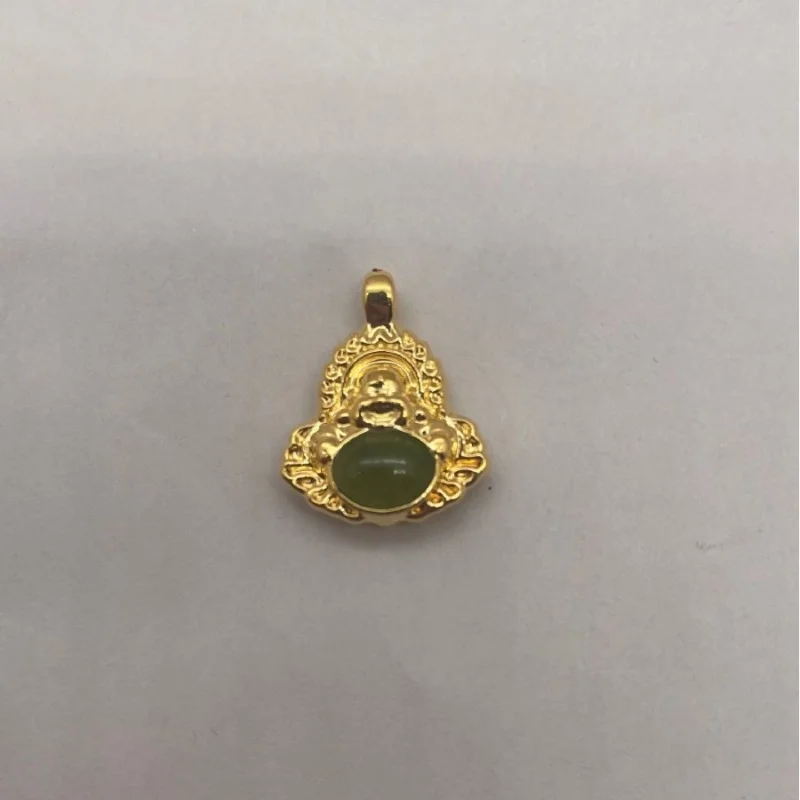 

LABB подвеска из настоящего золота 18 карат Au750 подлинный Hetian Jade Будда кулон антикварный китайский стиль бутик ювелирных изделий подарок D0181