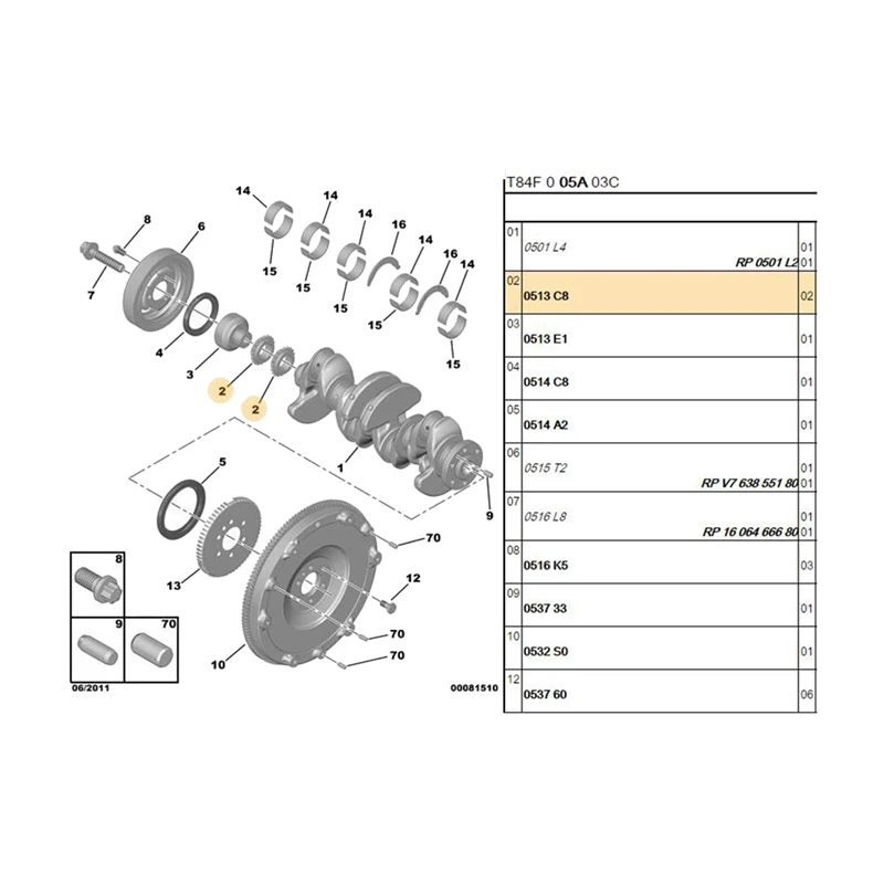 Car Crankshaft Timing Gear 0513 C8 0513C8 For Peugeot 3008 308CC 207CC 308SW Citroen C4L DS5 DS6 1.6T 11217534654