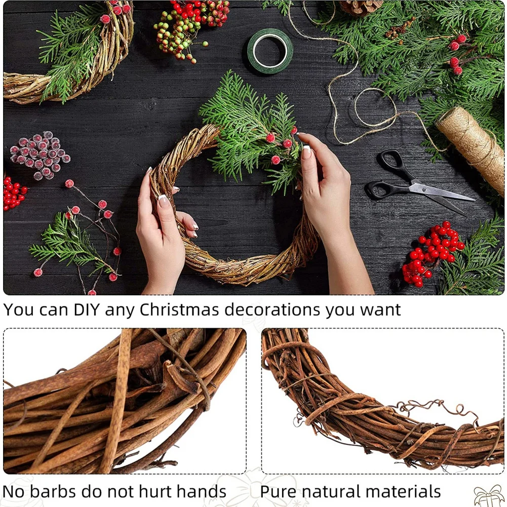 10-40CM Christmas Artificial Wreath Wicker Vine Ring Festival Rattan Garland Party Decoration Garlands