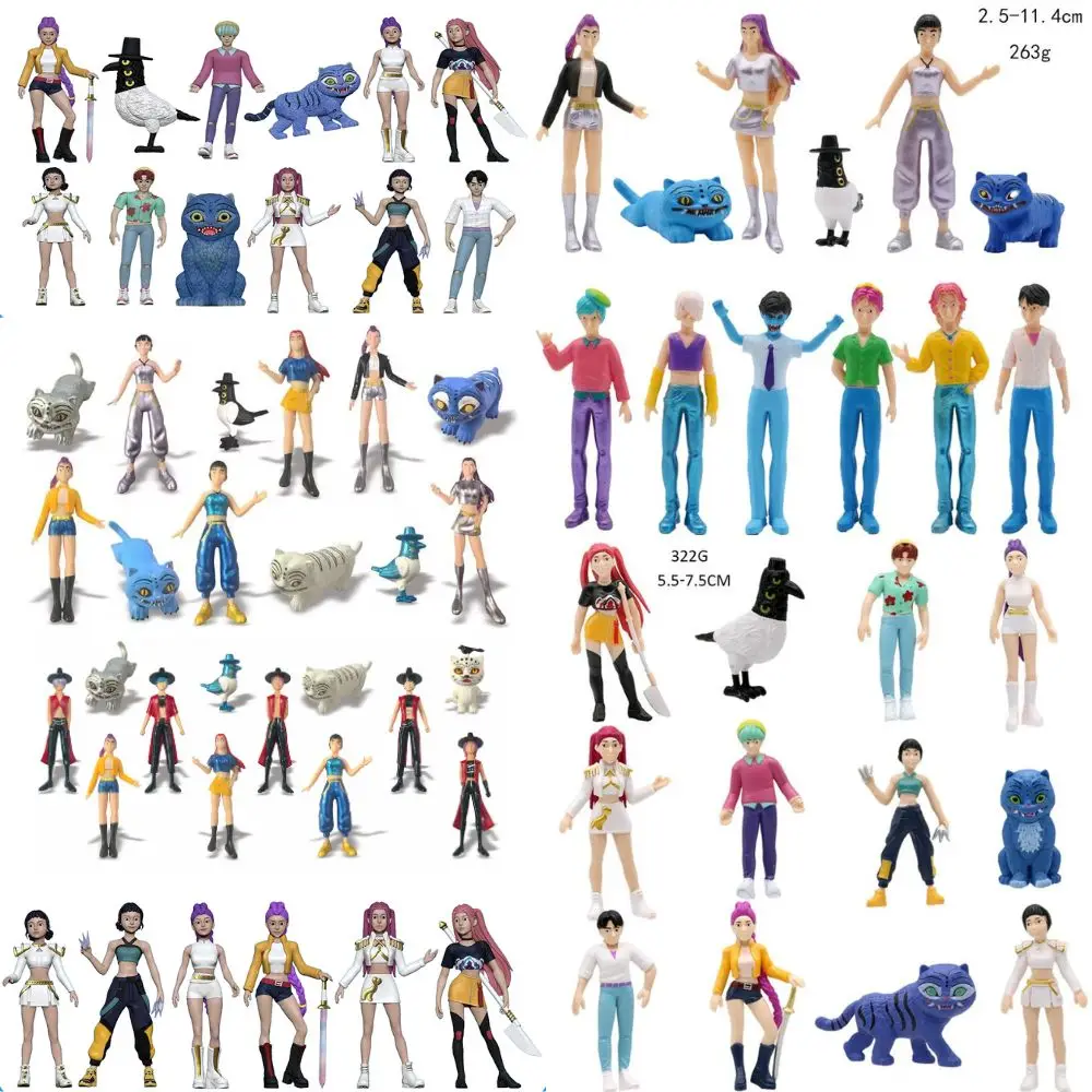

12pcs/Set Kpop Demon Hunters Action Figure Toy Derpys Tiger Rumi Mira Zoey Sussy Figurine Doll For Fans Toys Gifts