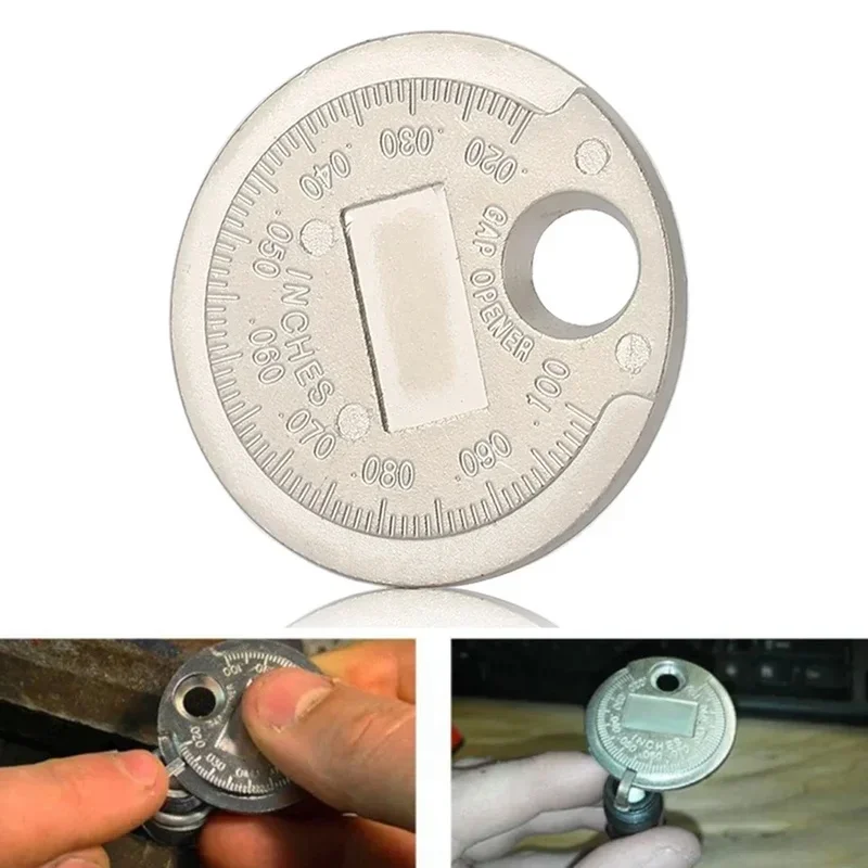 1-6pc 0.6-2.4mm Range Coin-Type Spark Plug Gage Gap Tool Feeler Spark Plug Gap Measurement Tool