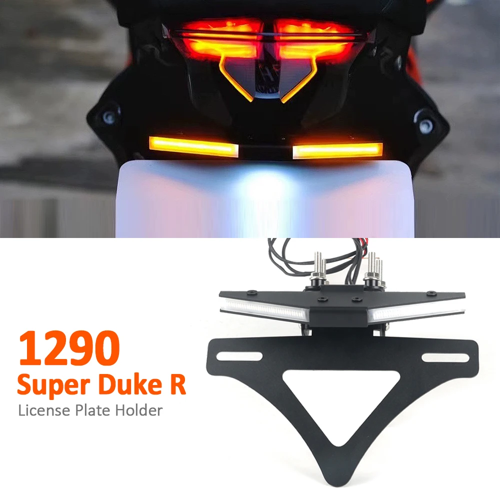 

For 1290 Super Duke R Folding License Plate Holder 2020-2025 Fender Eliminator Tail Frame LED Plate Light Motorcycle Accessories