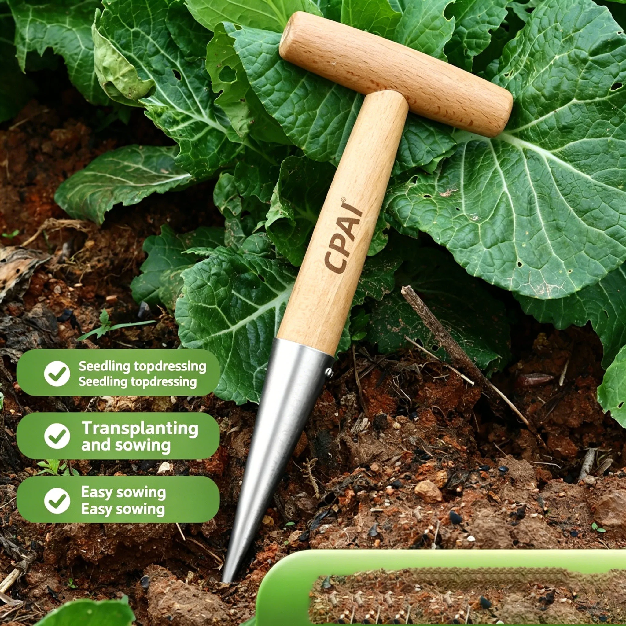 Garden Stainless Steel Hole-Making Tool For Transplanting Fertilizing Planting Vegetables And Raising Seedlings Planting Flowers