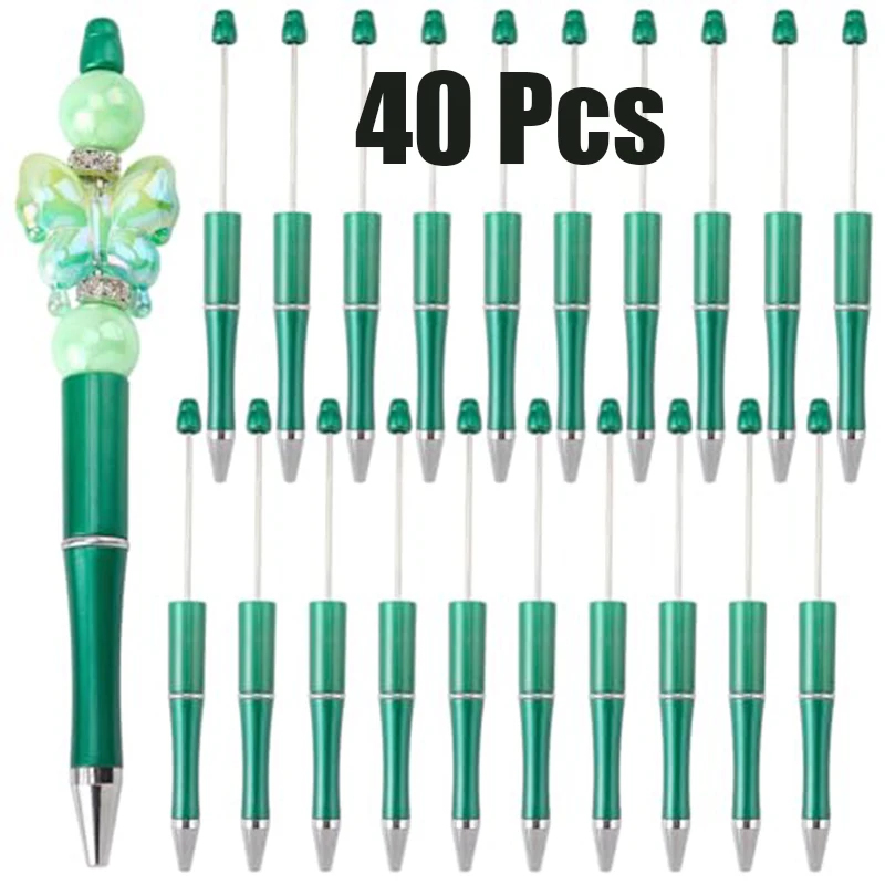 40Pcs Beadable Ballpoint Pen Blanks, DIY Handmade Beaded Pen Making Supplies for Jewelry Craft,Writing Pens for Birthday Gifts
