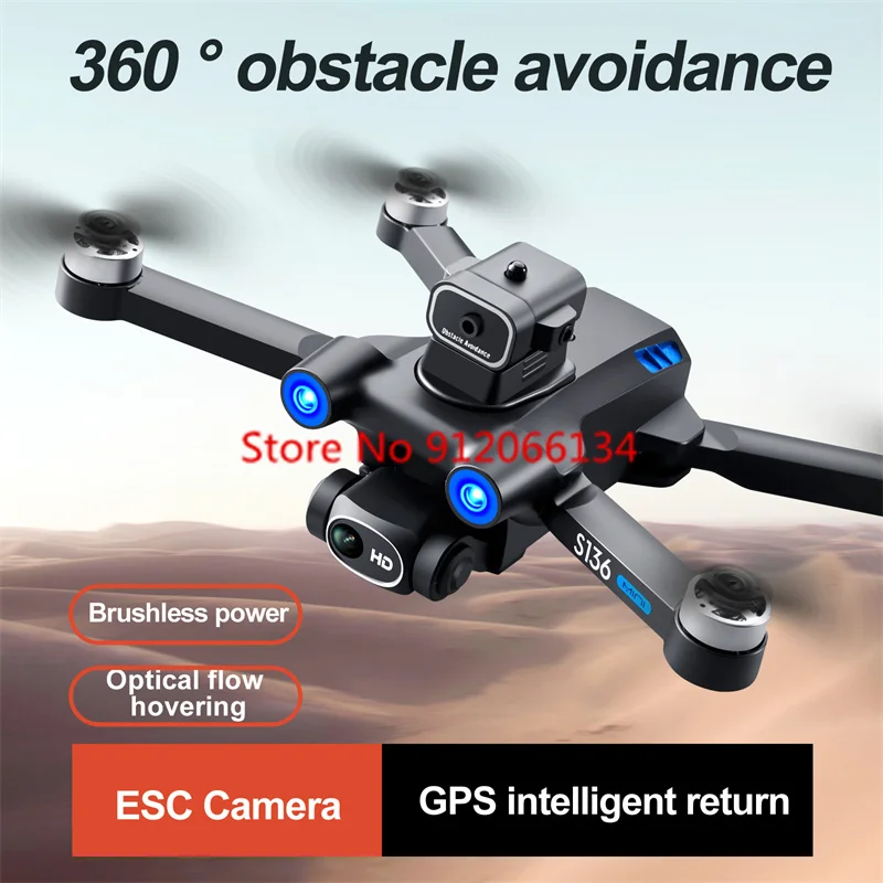 8K ESC Cámara Dual 5G WIFI FPV Control Remoto Drone 360 °   Evitar obstáculos GPS Posicionamiento inteligente Brushless RC Quadcopter