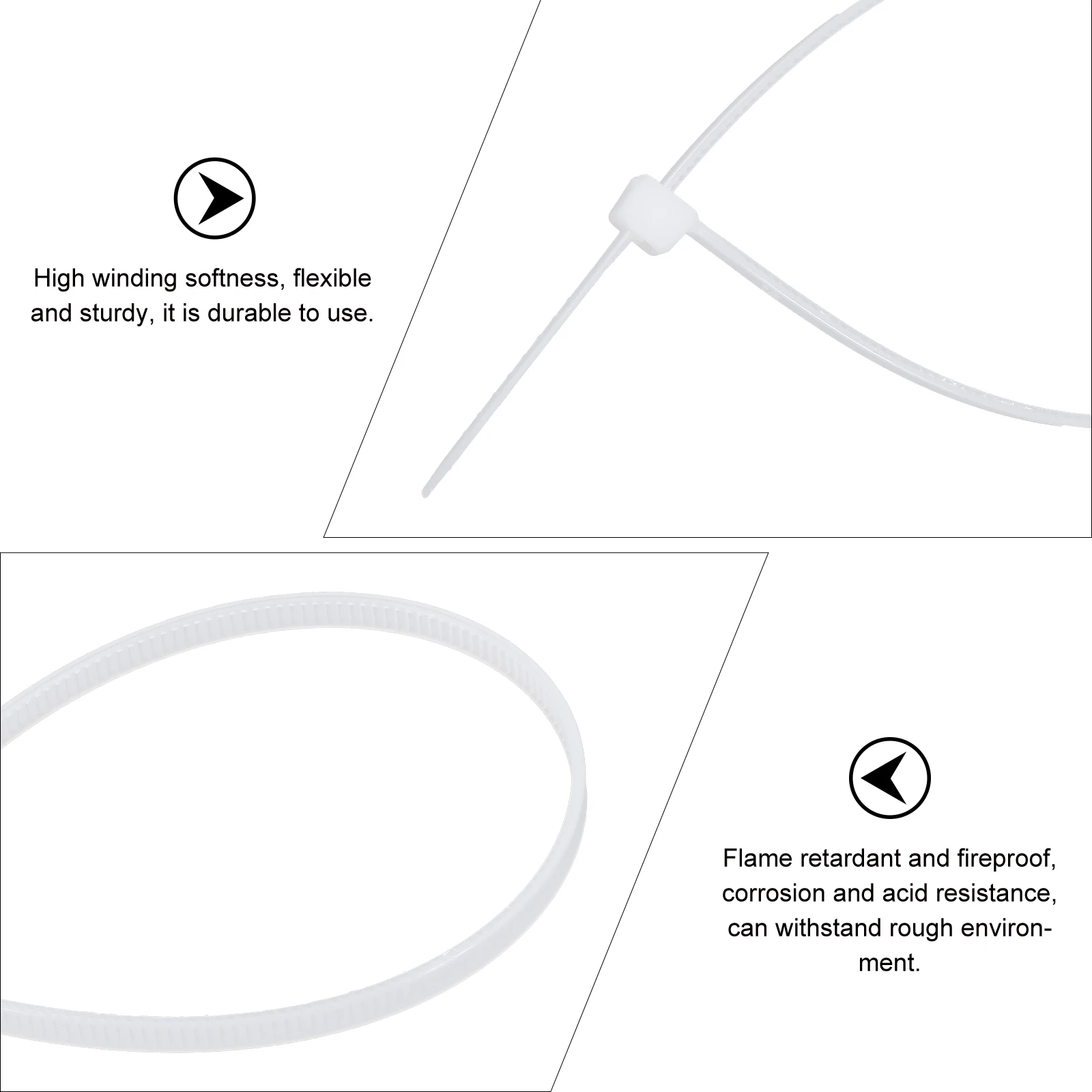 

1000pcs Zip Tie Heavy Duty Nylon Wire Tie Flame Retardant Corrosion Resistant Cable Management Garden Outdoor Use Black Plastic