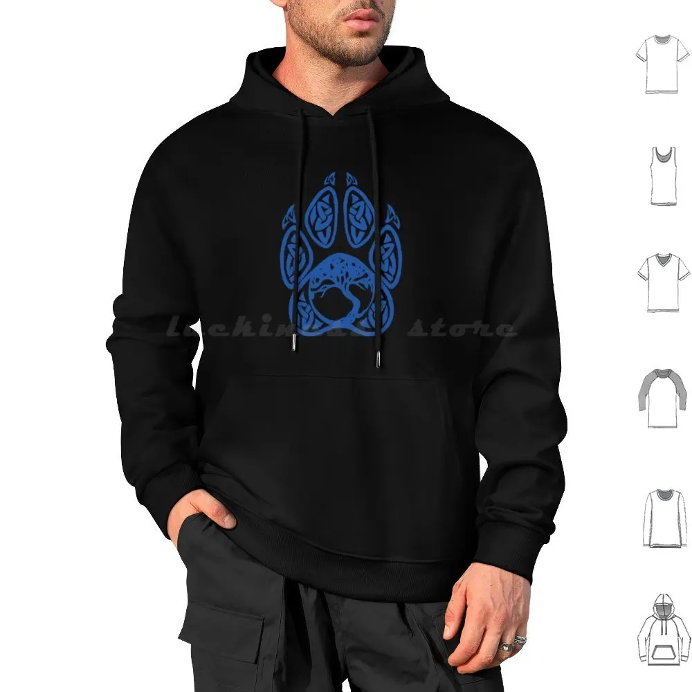 Hoodie cotton Long Sleeve Bear Bear Foot Tree Of Life Tree Life Viking Rune Animal Forest Nature