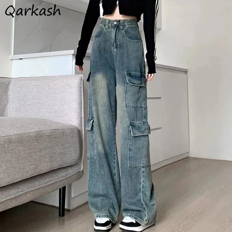 

Cargo Y2k Jeans Women American Retro Streetwear Teens Hip Hop Denim Trouser Baggy Full Length Джинсы Cool Autumn Temper Unisex