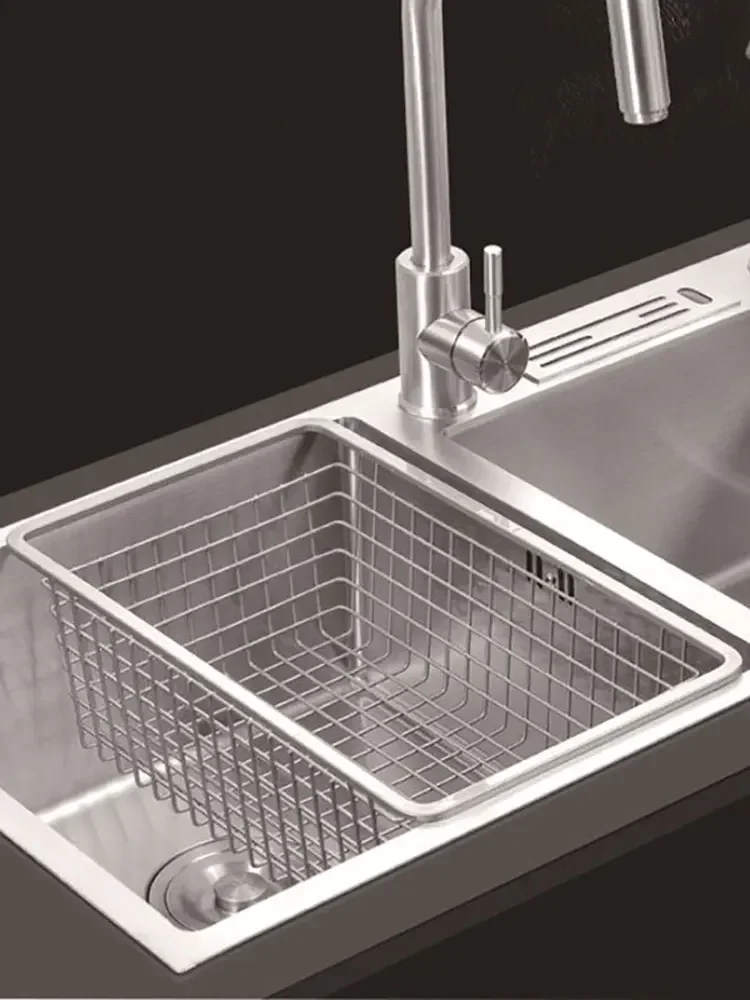 Kitchen Sink Drain Basket Drying Tableware Drain Rack Washing Vegetable Fruit High-end Nano Basket Water Scouring Rack