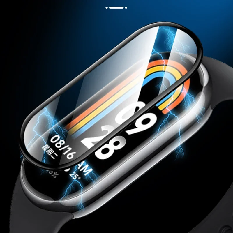 Xiaomi mi band 8/7/6/5/4/3用3Dスクリーンプロテクターフィルム、スマートウォッチ用ソフトHDフルナノコーティング強化ガラス、アクセサリー
