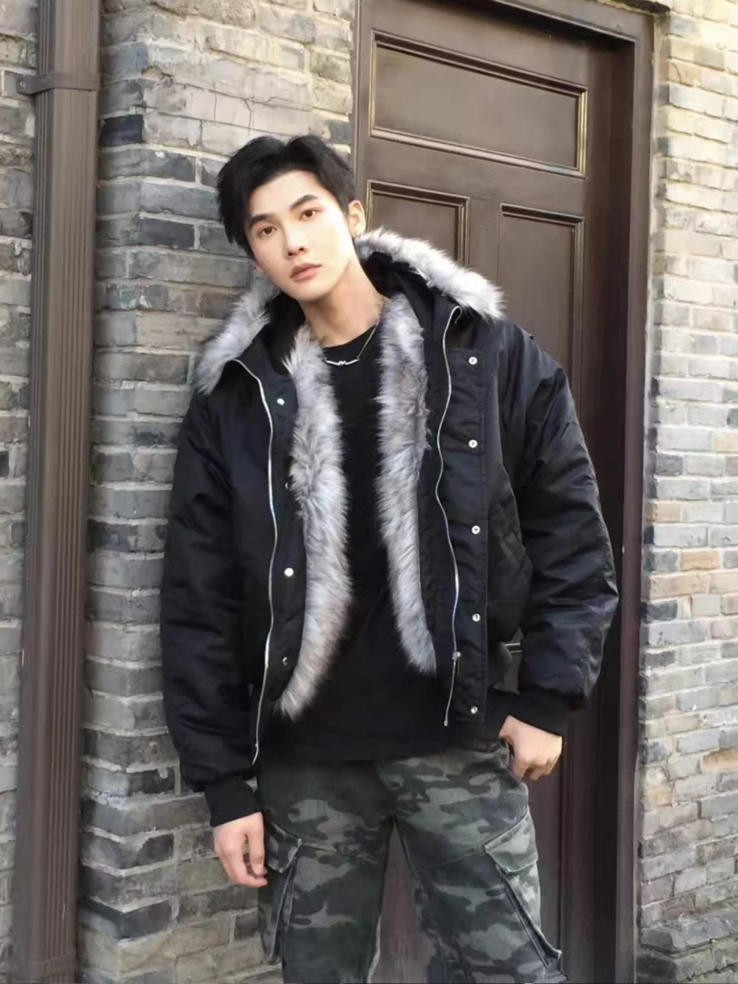 

Мужская парка American Sle Jaet Thiened, зимнее пальто с воротником из волокна, хлопковая одежда, теплое модное городское повседневное пальто