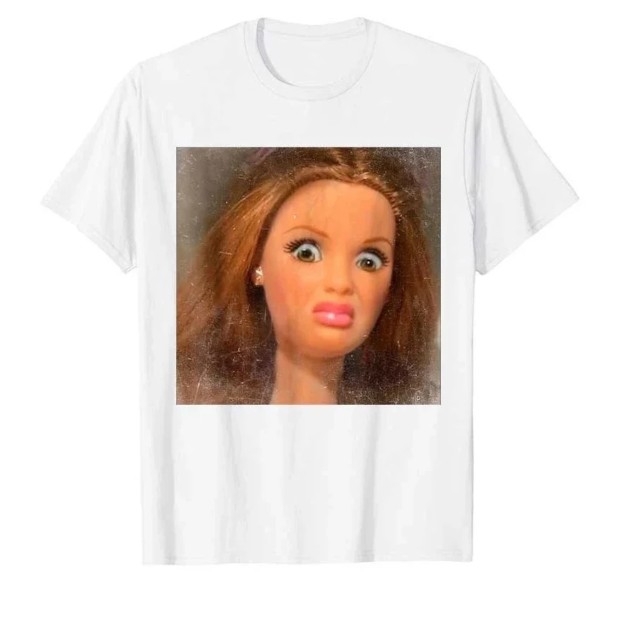 Funny Disgusting Doll Face Meme T-shirt for Men Women T Shirts Short Sleeve Tops Casual Shirts for Women Ladies Clothes T-shirt