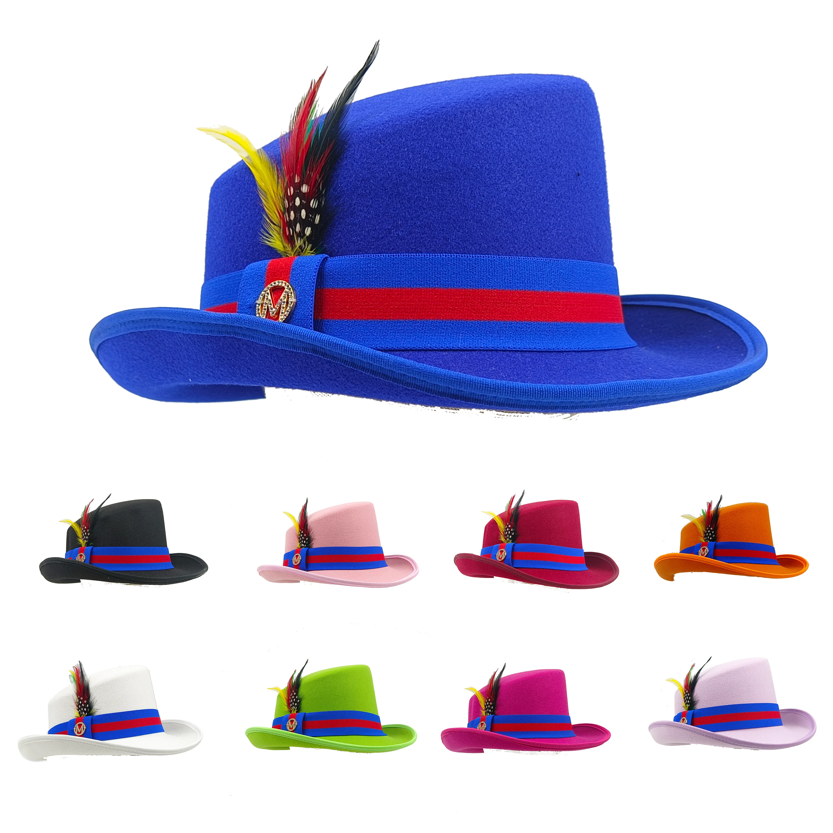 

Treasure Blue New Oblique Top High Top Fedora Hat Unisex Bowling Hat Magic Hat President Hat Top Hat Wholesale sombrero hombre