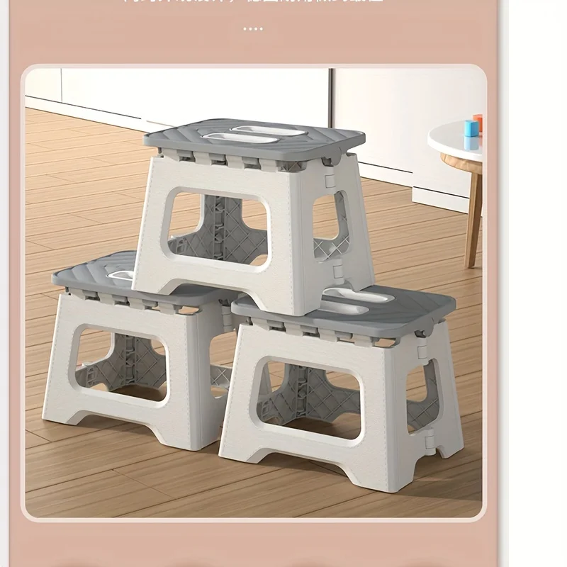 1PC Portable Grey Plastic Folding Stool - Compact, Versatile for Camping, Fishing, Home & Car Storage. image 5