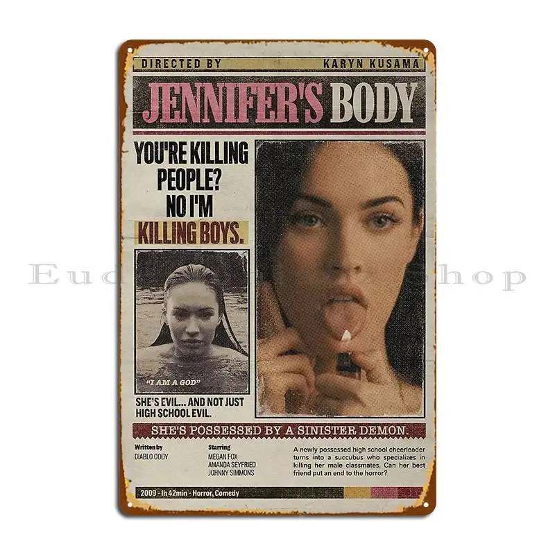 Movie Jennifer S Body Poster Metal Plaque Retro Garage Designing Customize Printing Tin Sign Poster