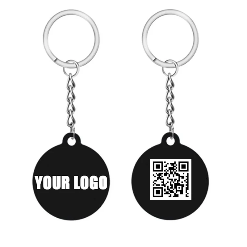 Different QR Code Custom Printed NFC NTAG215 Epoxy Tag Keychain with Metal Ring 13.56MHz 14443A