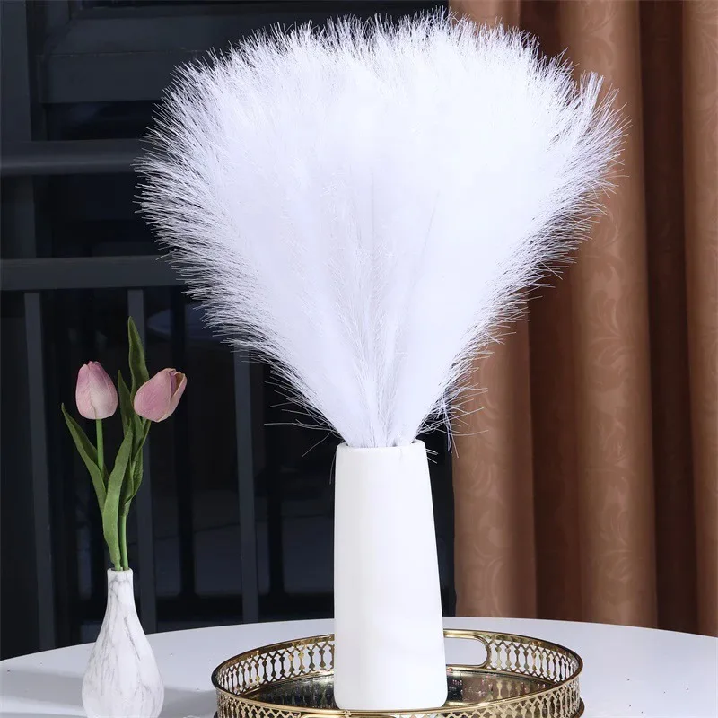 42cm 5pcs Artificial Pampas Grass Simulation Feather Wedding Props, Reed Hair Boho Home Decoration ﻿