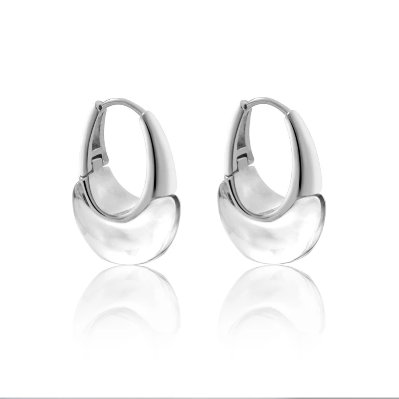 Korean Style Minimalist Niche Design Cool Personalized Texture Irregular Transparent Resin Temperament Earrings for Women.