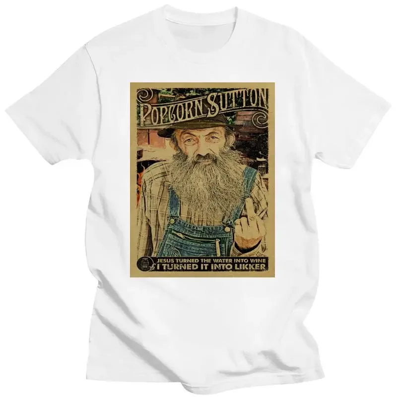 Moonshine Hillbilly Liquor Distressed Look Poster T Shirt New Popcorn Sutton  graphic t shirts  men clothing  oversized t shirt