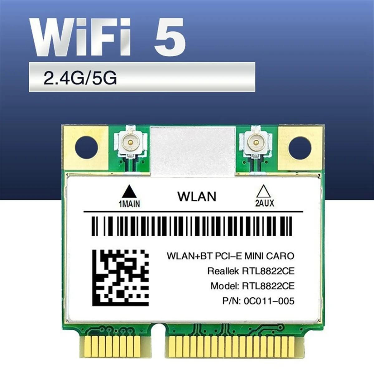 Carte réseau sans fil RTL8822CE, 1200Mbps, 2.4G, 5 mesurz, Stérilisation 11AC, WiFi, Mini PCIe, Bluetooth 5.1, Ordinateur portable, PC, Wind 10/11