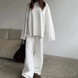Autumn Winter 2 Peice Set Loose Corduroy Long Pants Sets Women Long Sleeve Wide Legs Trousers Female Solid Color Two Piece Set