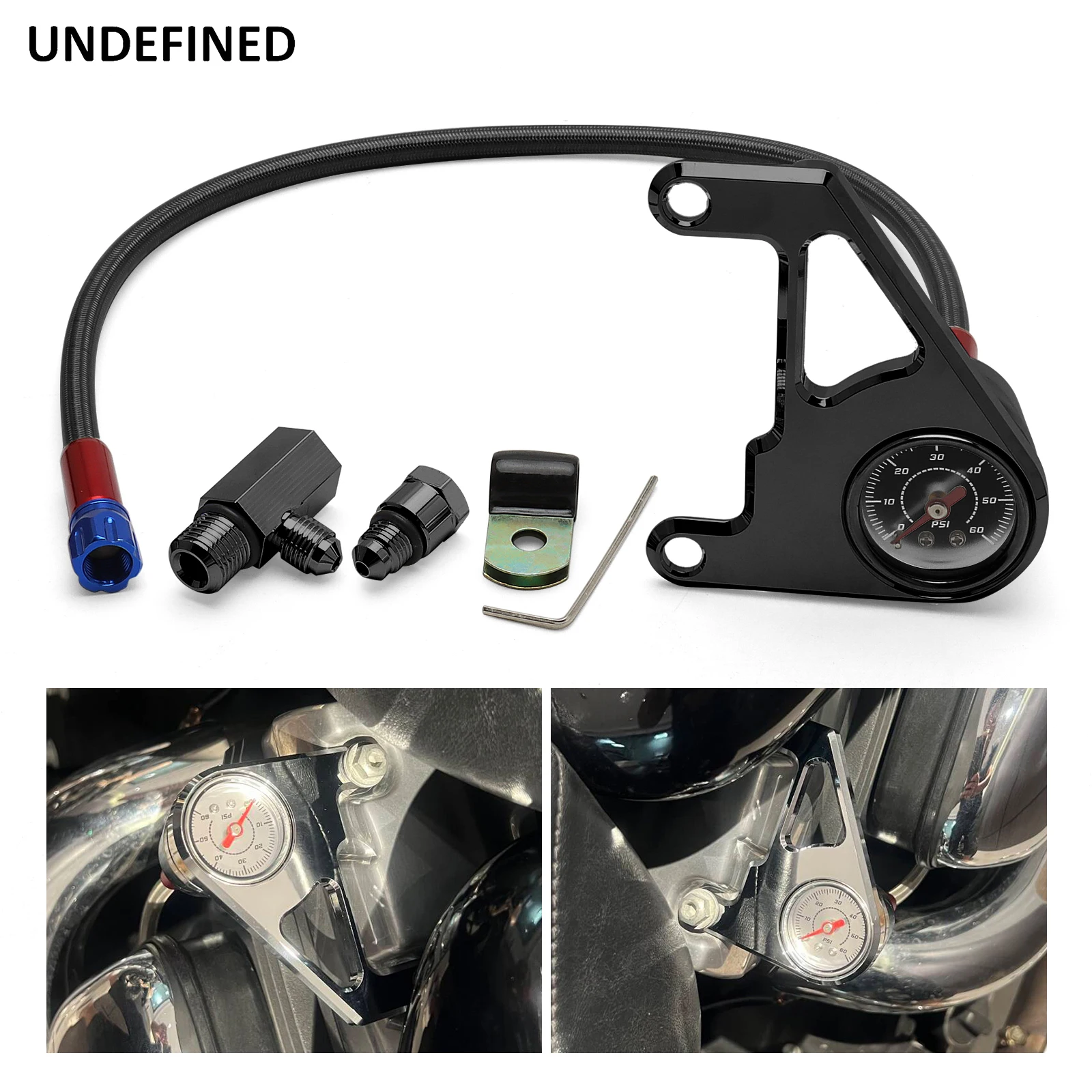 Aluminum Oil Pressure Gauge Kit with Hose for Harley Twin Cam Touring Softail Dyna 1999-2017 Motorcycle Accessories
