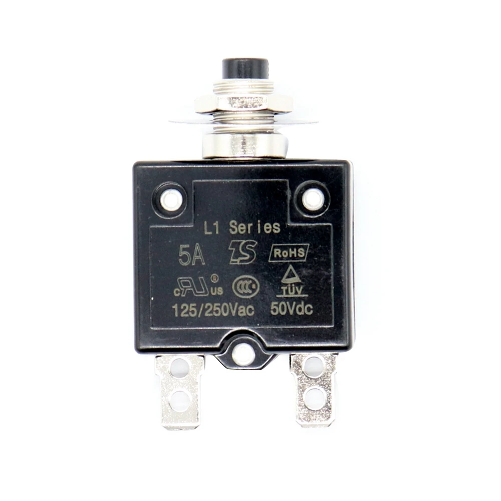 SUINE-1X Circuit Breaker 12V/24V Push Button Resettable Thermal Circuit Breaker Panel Mount With Waterproof Cap