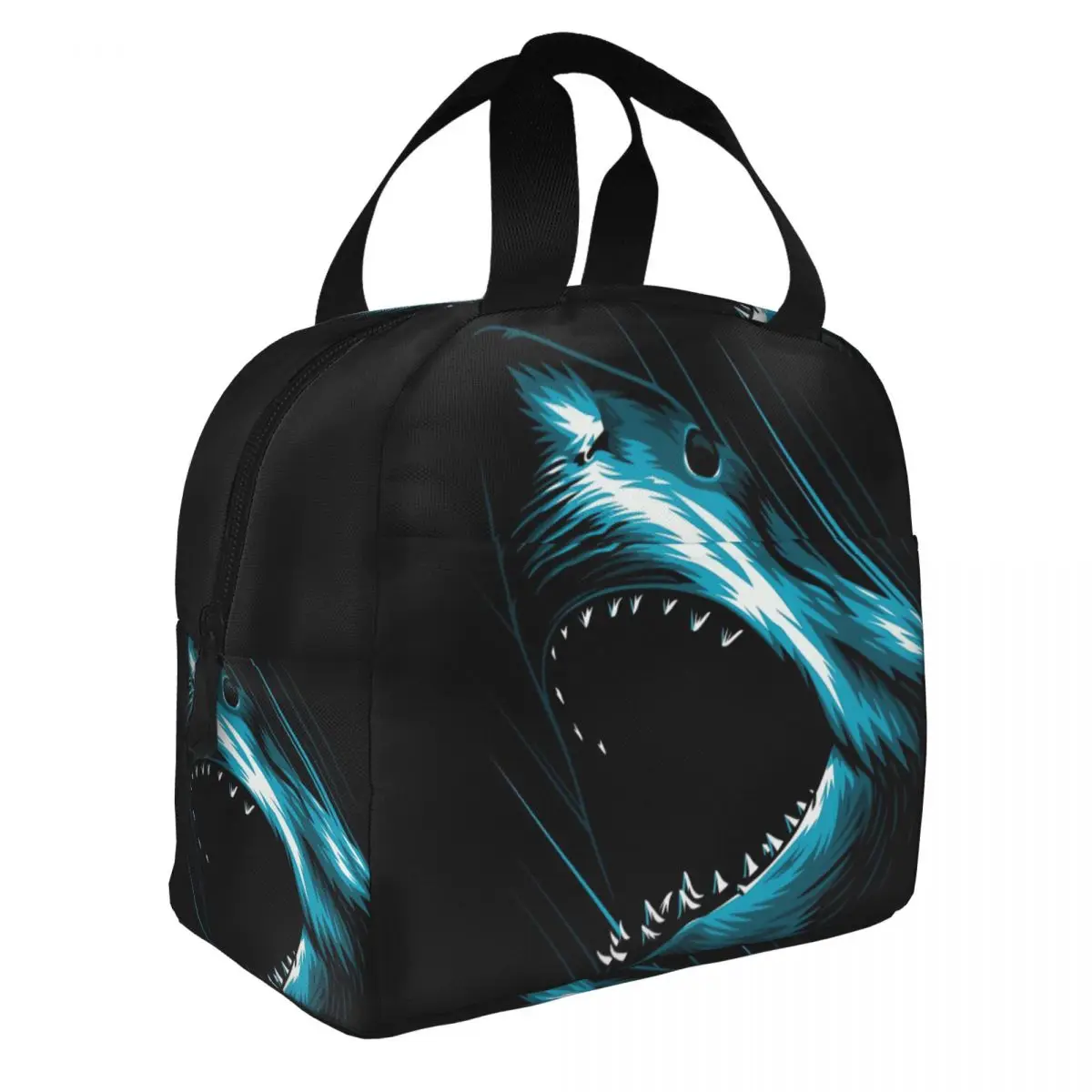 Megalodon Attack Lunch Bento Bags Portable Aluminum Foil thickened Thermal Cloth Lunch Bag for Women Men Boy