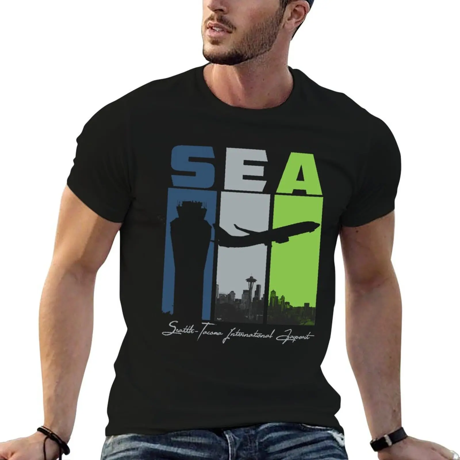 

SEA Seattle Tacoma International Airport SeaTac Washington Retro Art T-Shirt man t shirt graphic man t shirt luxury T-Shirt