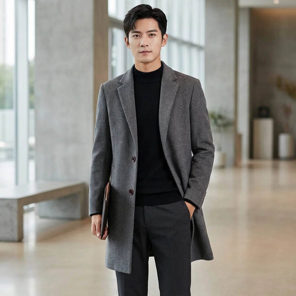 

Мужской шерстяной плащ азиатского размера 4XL, мужская зимняя куртка с термоподкладкой, деловые длинные куртки для мужчин