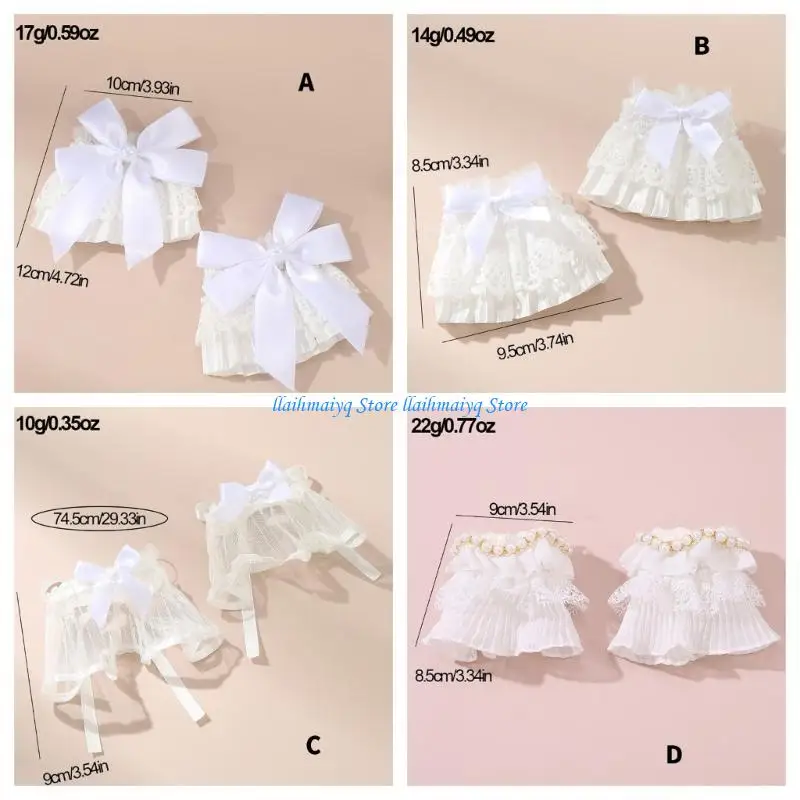 573B Elaborate Pearls Wrist Cuffs Detachable Wristband Elegant Pleated Lace Brim False Wristband for Sweater Accessories