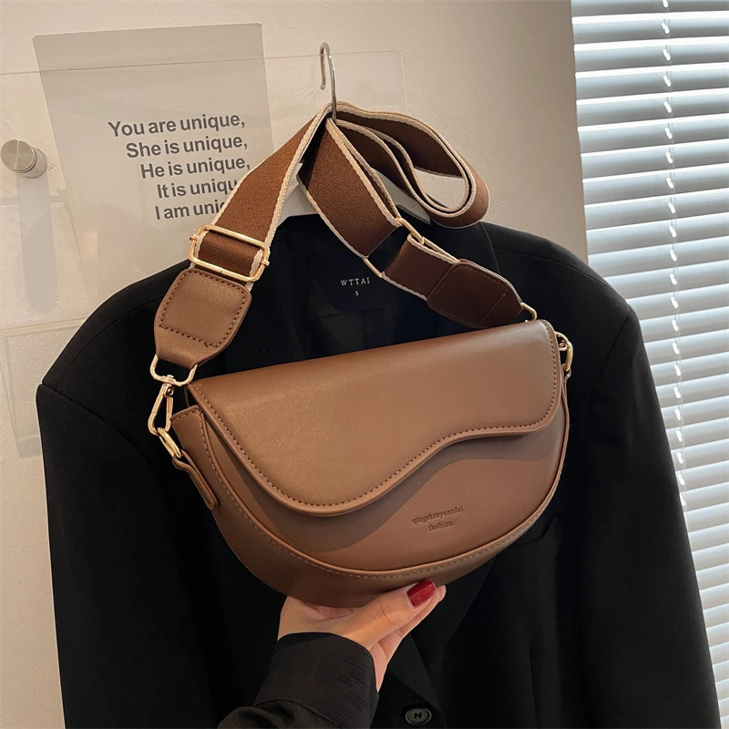 Yogodlns Fashion Small PU Leather Saddle Armpit Bags for Women Vintage Designer Shoulder Crossbody Bag Small Flap Purse Handbags