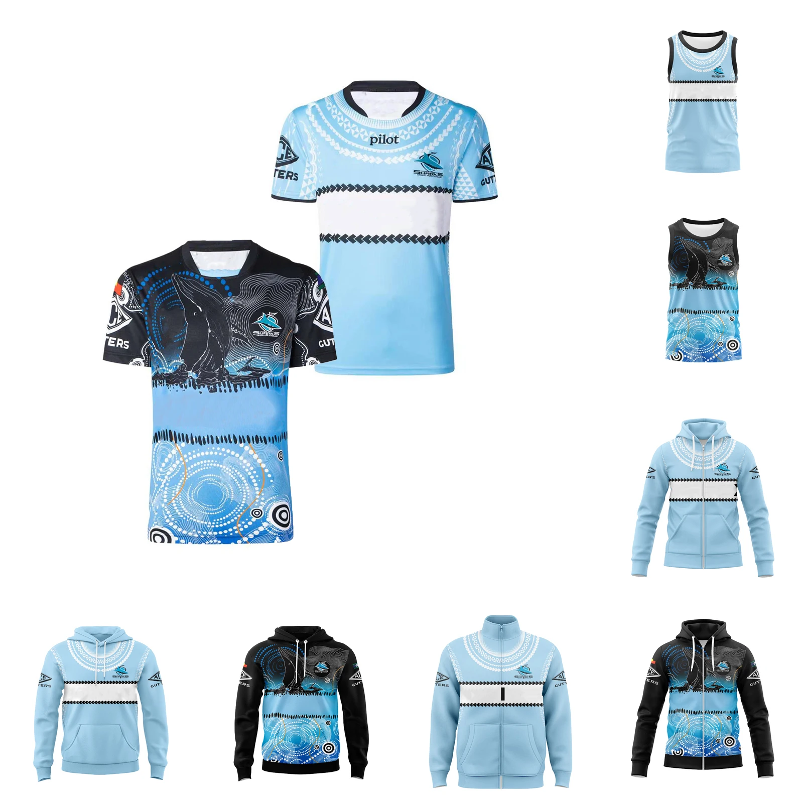 

2025 Cronulla-Sutherland Sharks Mens Indigenous/ANZAC Rugby Jersey Hoodies Vest