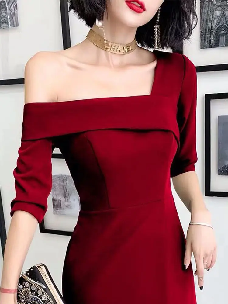 تنورة طويلة من القطن بتصميم Ele Queen Sle Evening Dr Slit Design Host Wine Serving