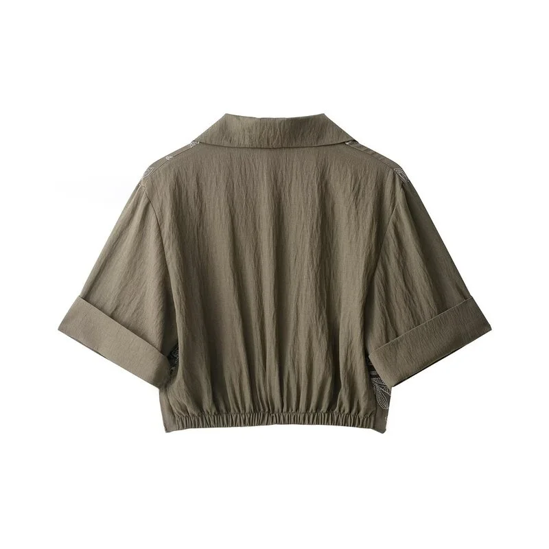 Nieuwe herfst 2025, dames Faion ort Sve irt rokset, geborduurde manchetten met kraag Dr Europese Sle voor volwassenen