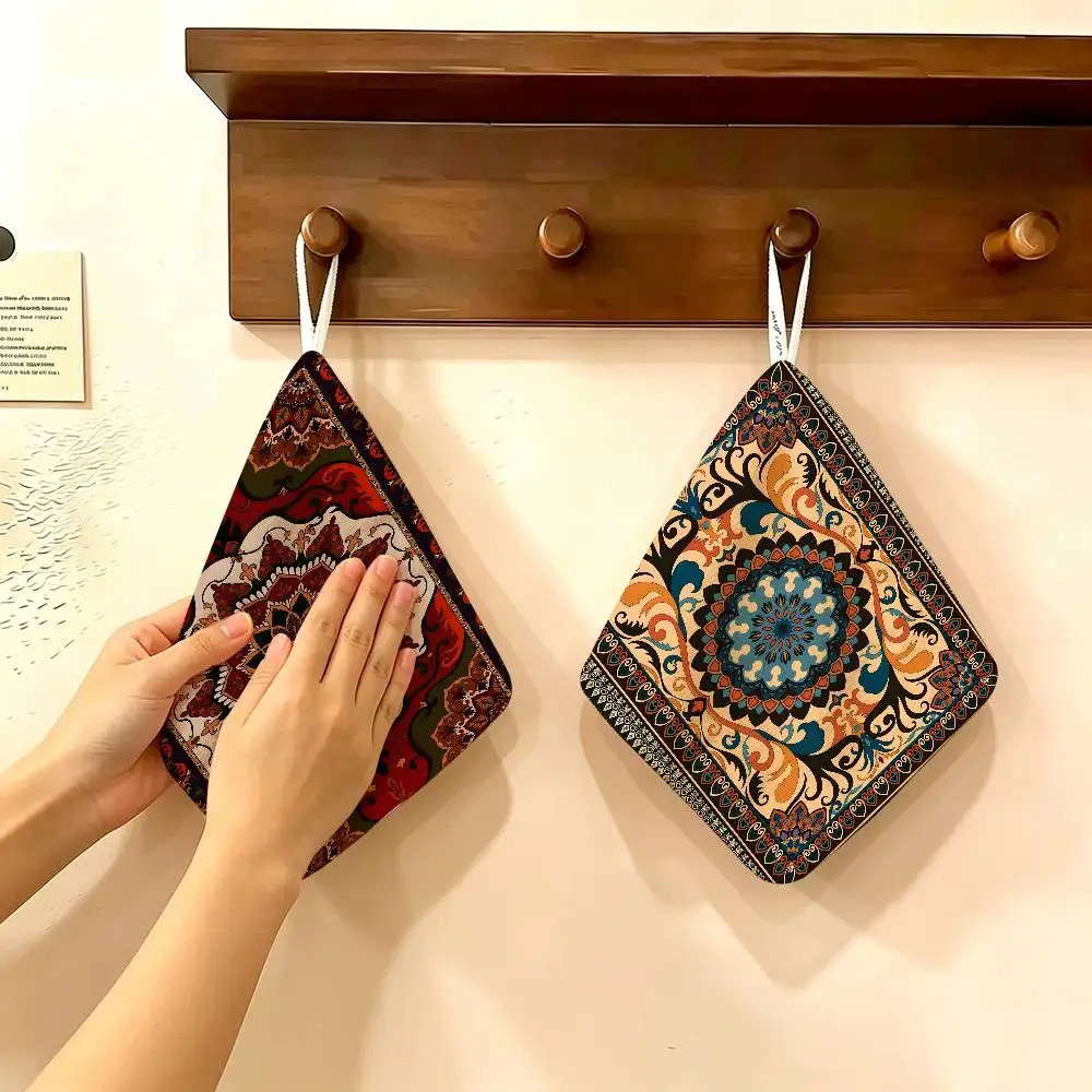Persian carpet Hanging Kitchen Towel, Polyester Cotton Material, Multipurpose Hand Wiping Towel for Family