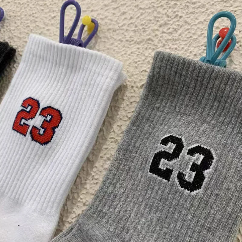 New Men\'s Mid-Calf Socks, Classic, Number 23 Design, Comfortable, Moisture-Wicking, Sport Style Boys Breathable Christmas Gift