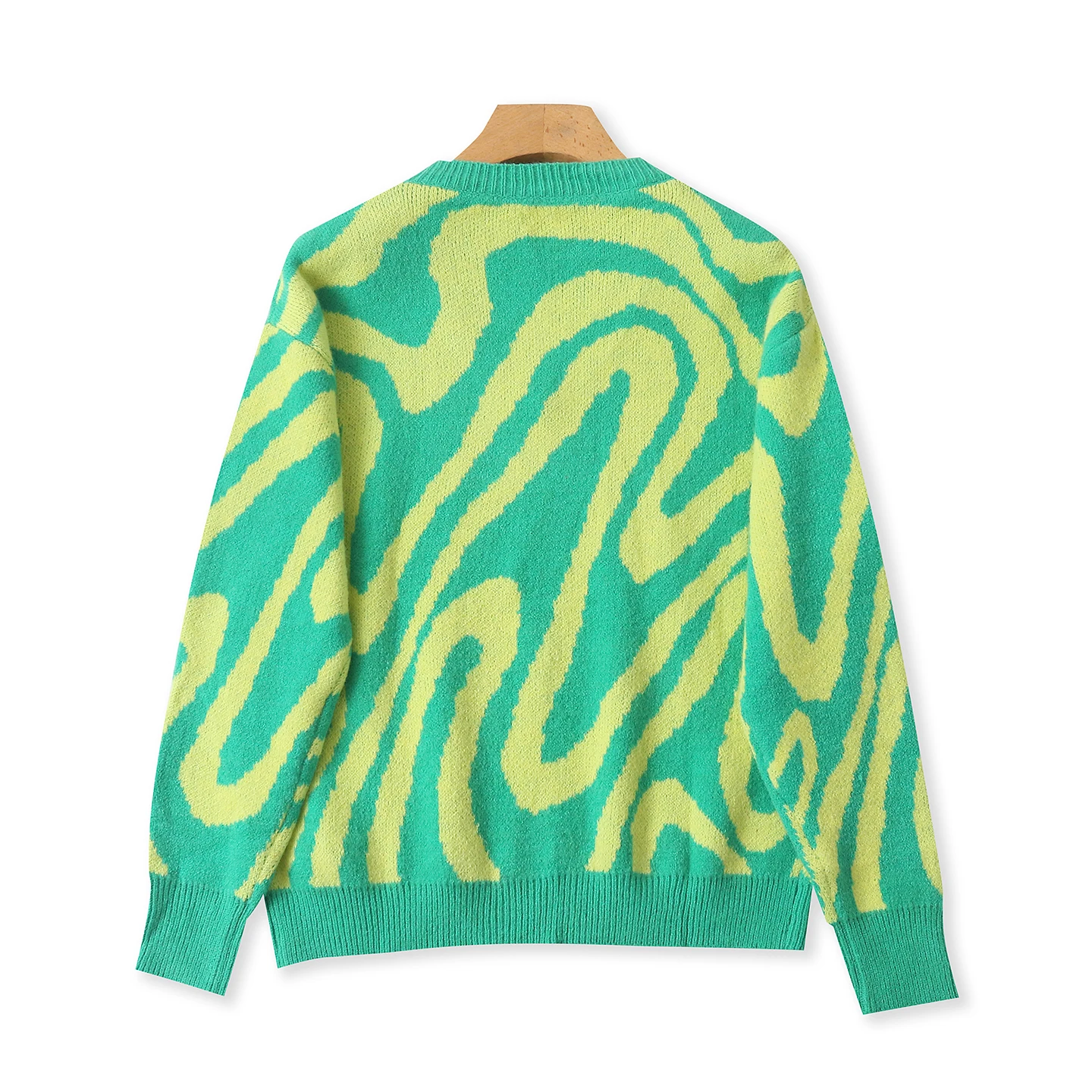 Tie-Dye Long Sve V-Ne Pullover Sweater Spring Autumn New Sle Women Faion Loose Fit Color Blo Knitwear 32607