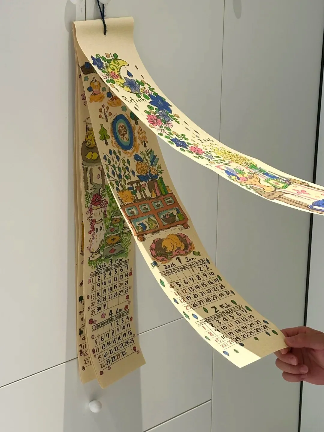 

Настенный календарь 2026: Высокоэстетичный, расписанный вручную, в непальском цветочном винтажном стиле граффити, креативный планировщик, декор для Нового года