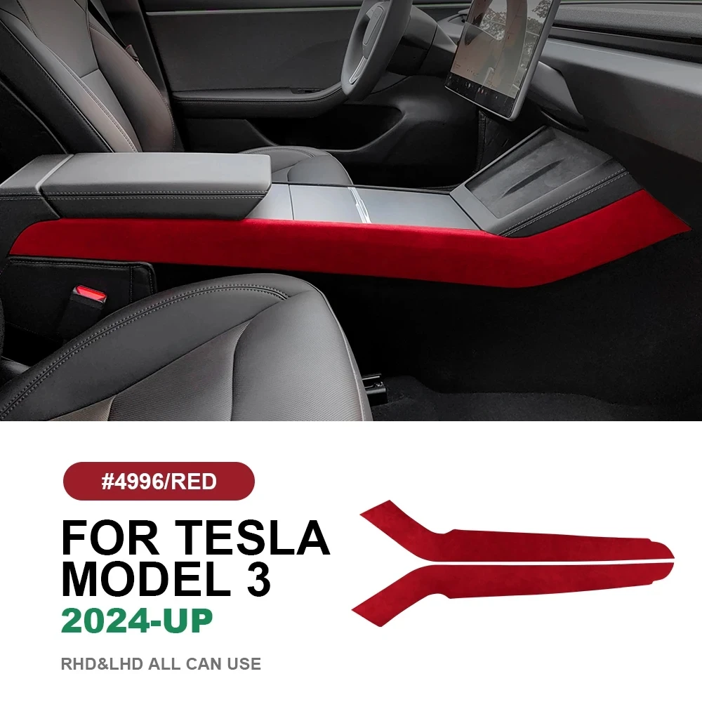 

Italian Premium Suede for Tesla Model 3 Highland 2024-Up Center Console Side Trim Stickers Decor Car Interior Accessories