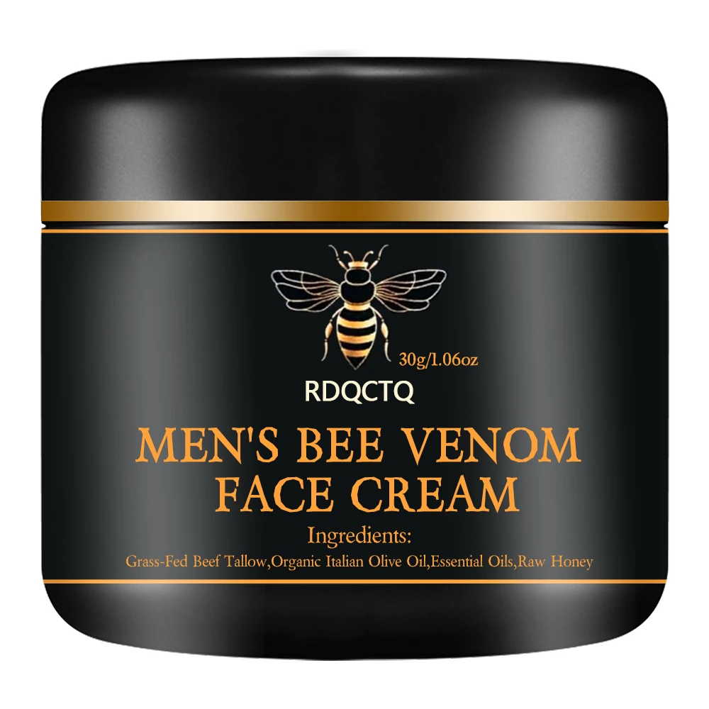 RDQCTQ Herren-Gesichtscreme mit Bienengift, Faltenentferner, straffendes Lifting, Anti-Aging, verblasst feine Linien, feuchtigkeitsspendende Hautpflege