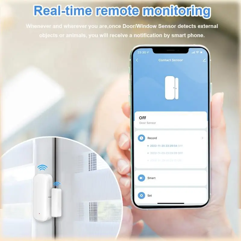 Tuya-ZigBee Sensor De Contato De Porta E Janela, Smart Home Security, Detectores De Janela, Sistema De Alarme, Smart APP, Alarme Remoto