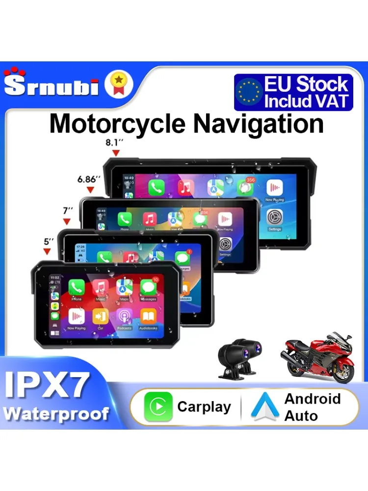 5/6,86/7/8,1 "Motorrad Multimedia Player Drahtlose CarPlay Android Auto GPS Navigation Recorder IPX7 Wasserdicht BT Touchscreen